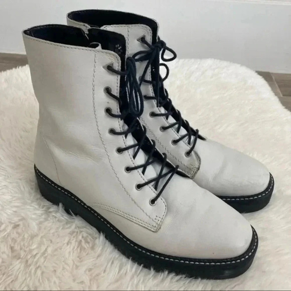 SCHUTZ White Lace Up Mckenzie Bootie - Picture 5 of 9